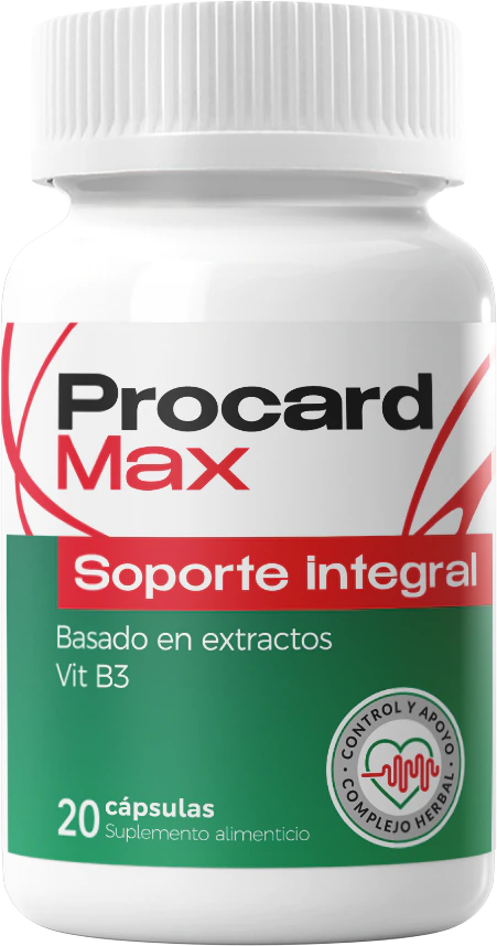 Frasco de Procard Max Soporte integral, 20 cápsulas, Control y apoyo