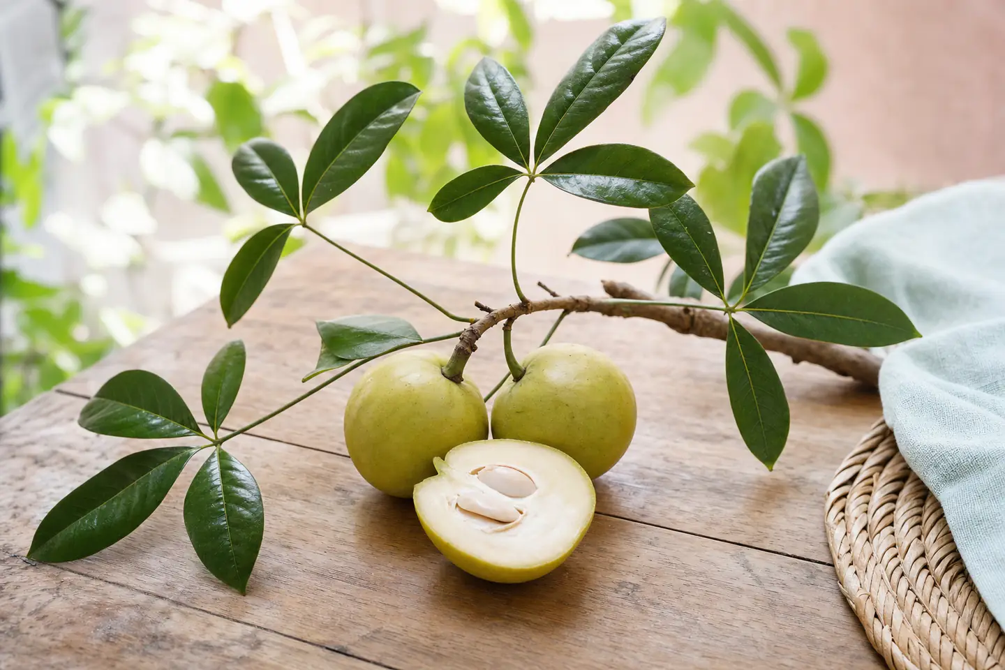 Hojas y frutos de zapote blanco (Casimiroa edulis), primer ingrediente de Procard Max